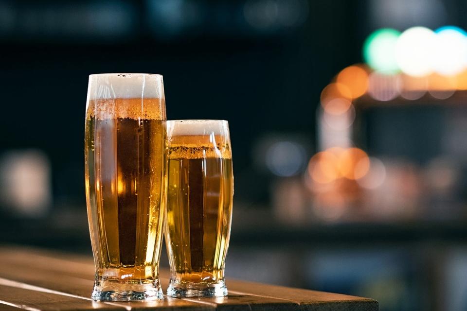 Beers on a pub counter