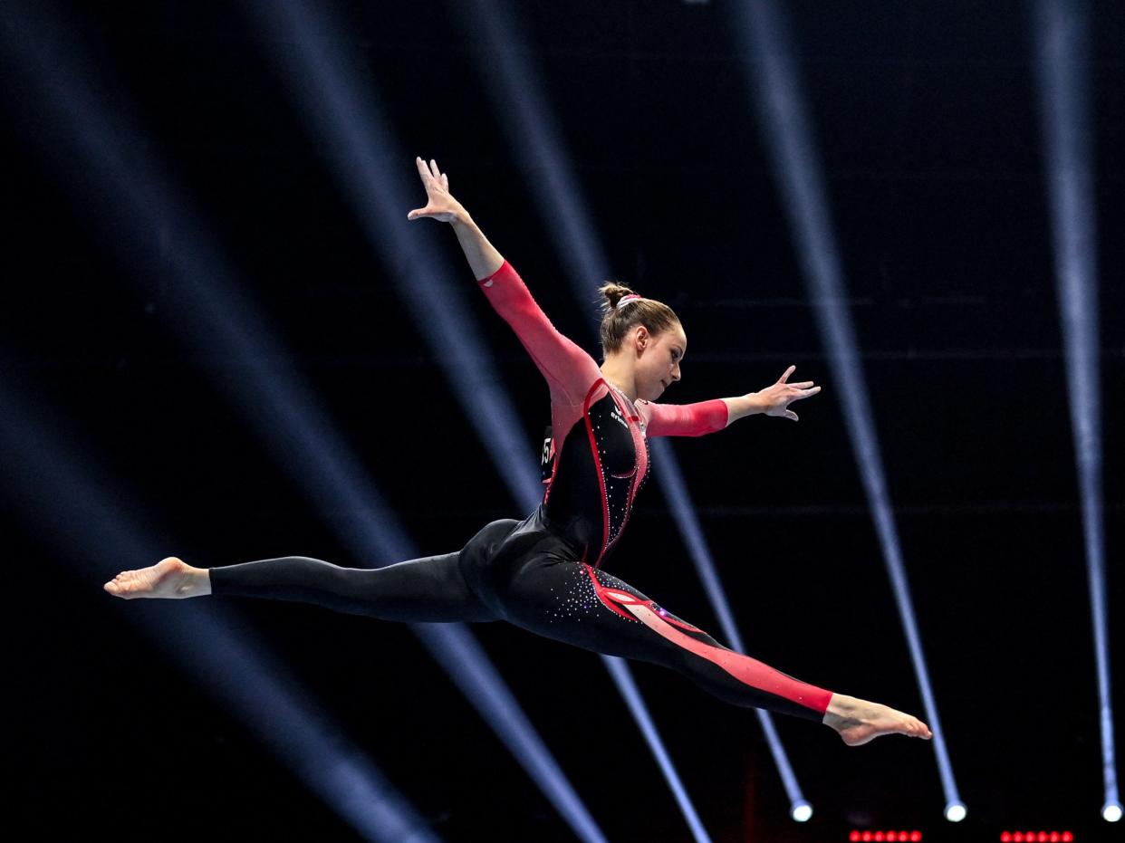 Sarah Voss at the European Artistic Gymnastics Championships in April (AFP via Getty Images)