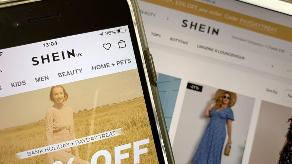 App y sitio web de Shein.