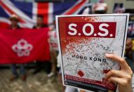 Anti-government protesters gather at British Consulate General in Hong Kong