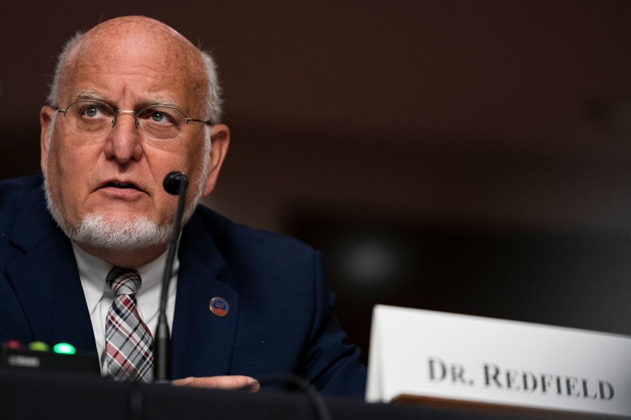 CDC Director, Dr. Robert Redfield, testifies during a US Senate Senate Health, Education, Labor, and Pensions Committee hearing to examine Covid-19, focusing on an update on the federal response in Washington, DC, on September 23, 2020. (Alex Edelman/AFP via Getty Images)