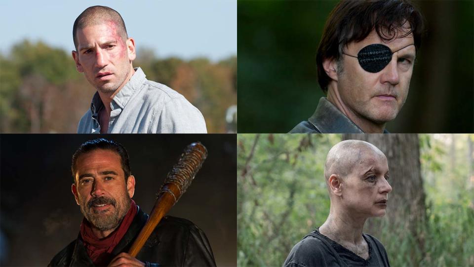 Jon Bernthal as Shane Walsh, David Morrissey as The Governor, Samantha Morton as Alpha and Jeffrey Dean Morgan as Negan in The Walking Dead