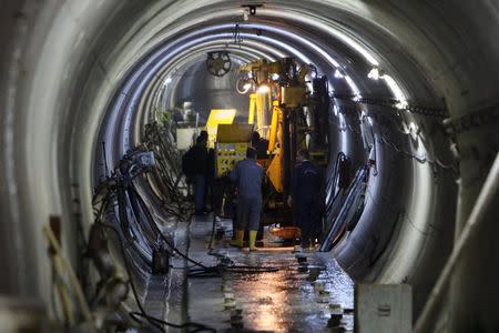 Employees work at strengthening the Mosul Dam in northern Iraq, in this file picture February 3, 2016. REUTERS/Azad Lashkari/Files