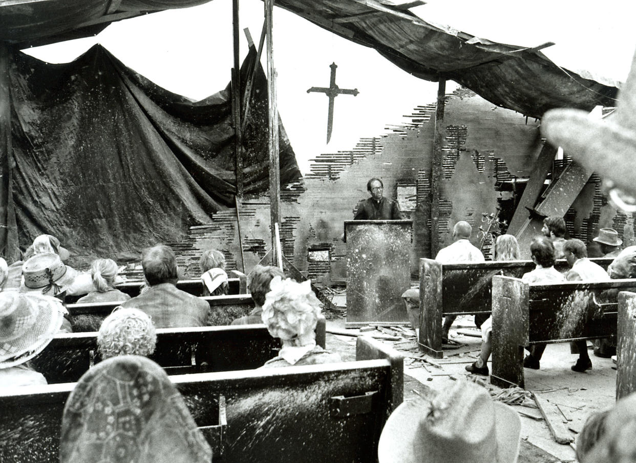 Survivors gather in a bombed-out church in the TV movie, The Day After. (Photo: Courtesy Everett Collection) 