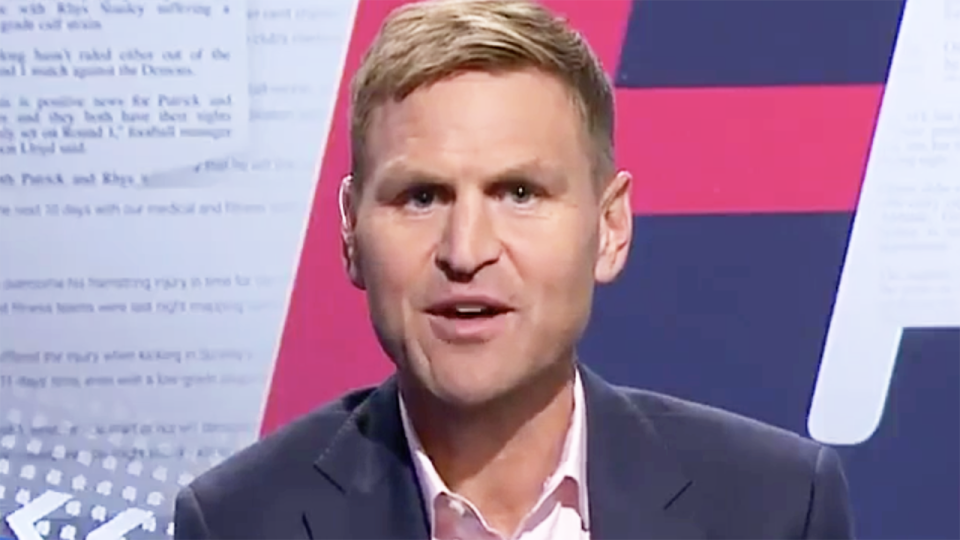 Kane Cornes is pictured on Channel 9's Footy Classified.