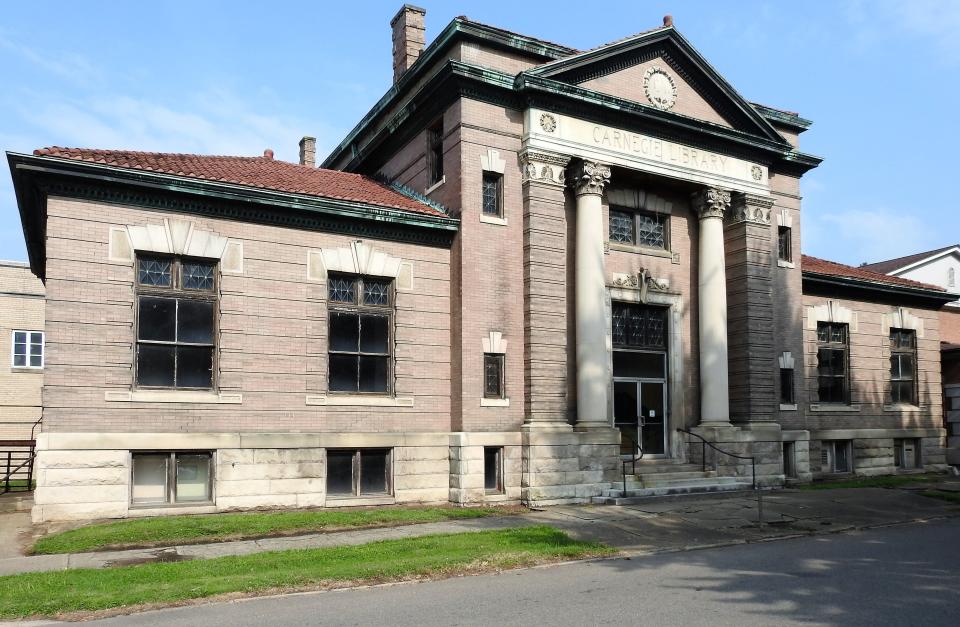 The former Carnegie Library building at the corner of Chestnut and Fourth streets in the City of Coshocton.