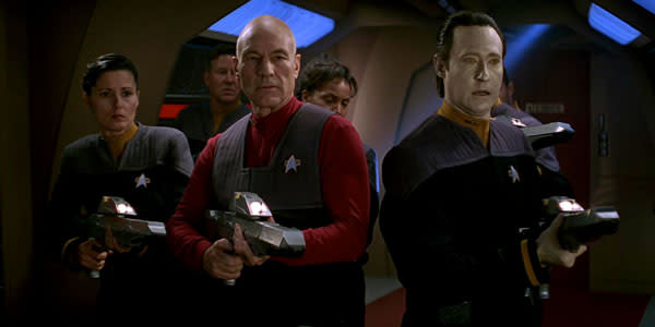 Picard and his crew face off a Borg invasion in Star Trek: First Contact.