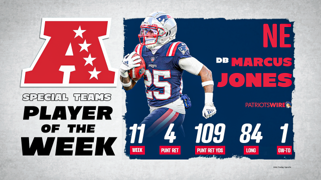 Marcus Jones earns AFC Special Teams Player of the Week honors