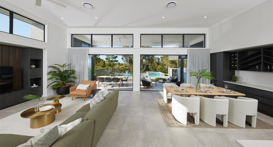 The inside of the prize home showing a large open living area.