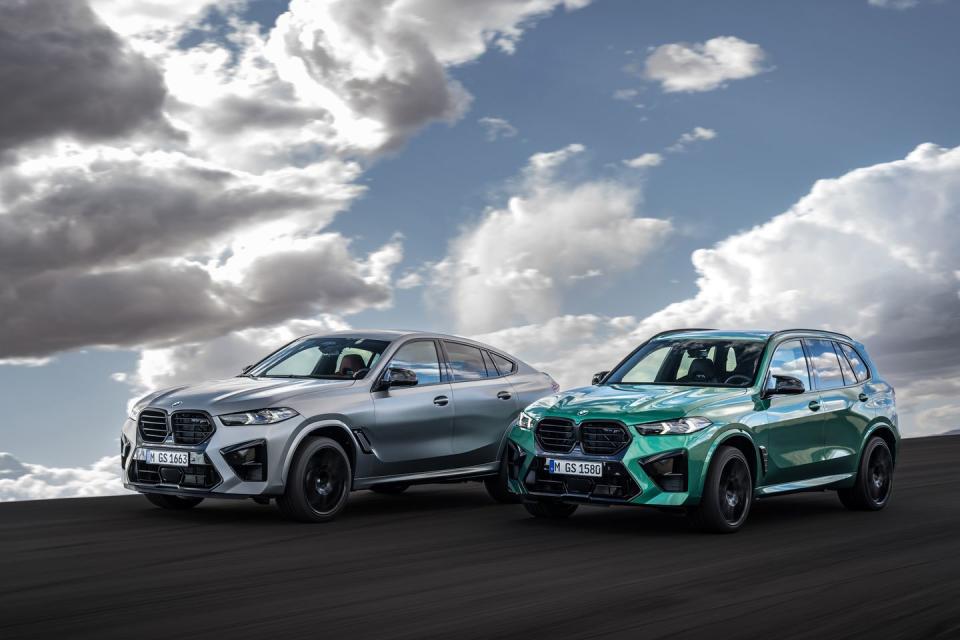 <p>For 2024, the X5 M and X6 M have the latest iteration of BMW's twin-turbo 4.4-liter V-8. The engine makes the same 617 hp and 553 pound-feet of torque as the previous Competition models, but it now pairs with a 48-volt hybrid system. </p>