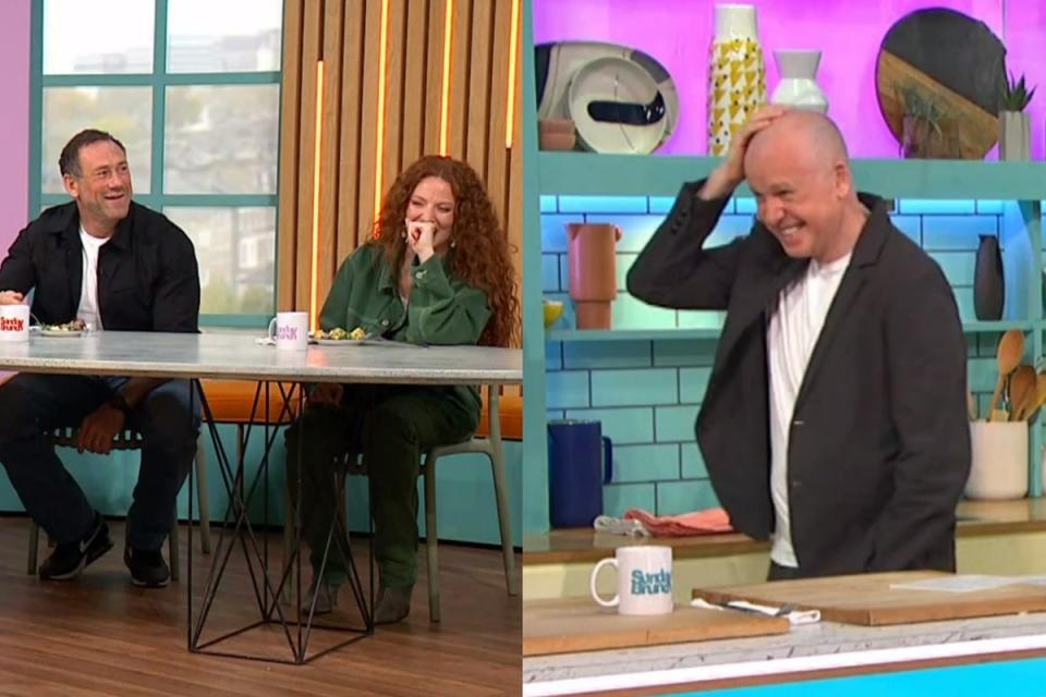 Jason Fox, Jess Glynne and Tim Lovejoy on Sunday Brunch (Channel 4 / screengrab)