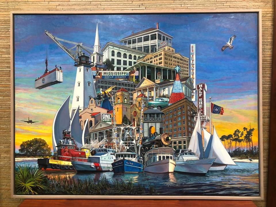 A painting by Charlie Buckley that depicts Gulfport in honor of Gulfport’s 125th anniversary.