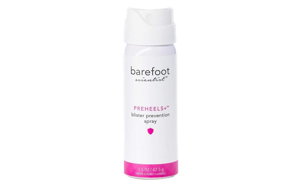 <a href="https://amzn.to/3m3IeLC" target="_blank" rel="noopener noreferrer">PreHeels+ by Barefoot Scientist</a> creates an invisible barrier on the skin that prevents blisters and chafing before they start. Just spray on a nice layer before strapping on your favorite pair of heels. <a href="https://amzn.to/3m3IeLC" target="_blank" rel="noopener noreferrer">Get it on Amazon</a>.