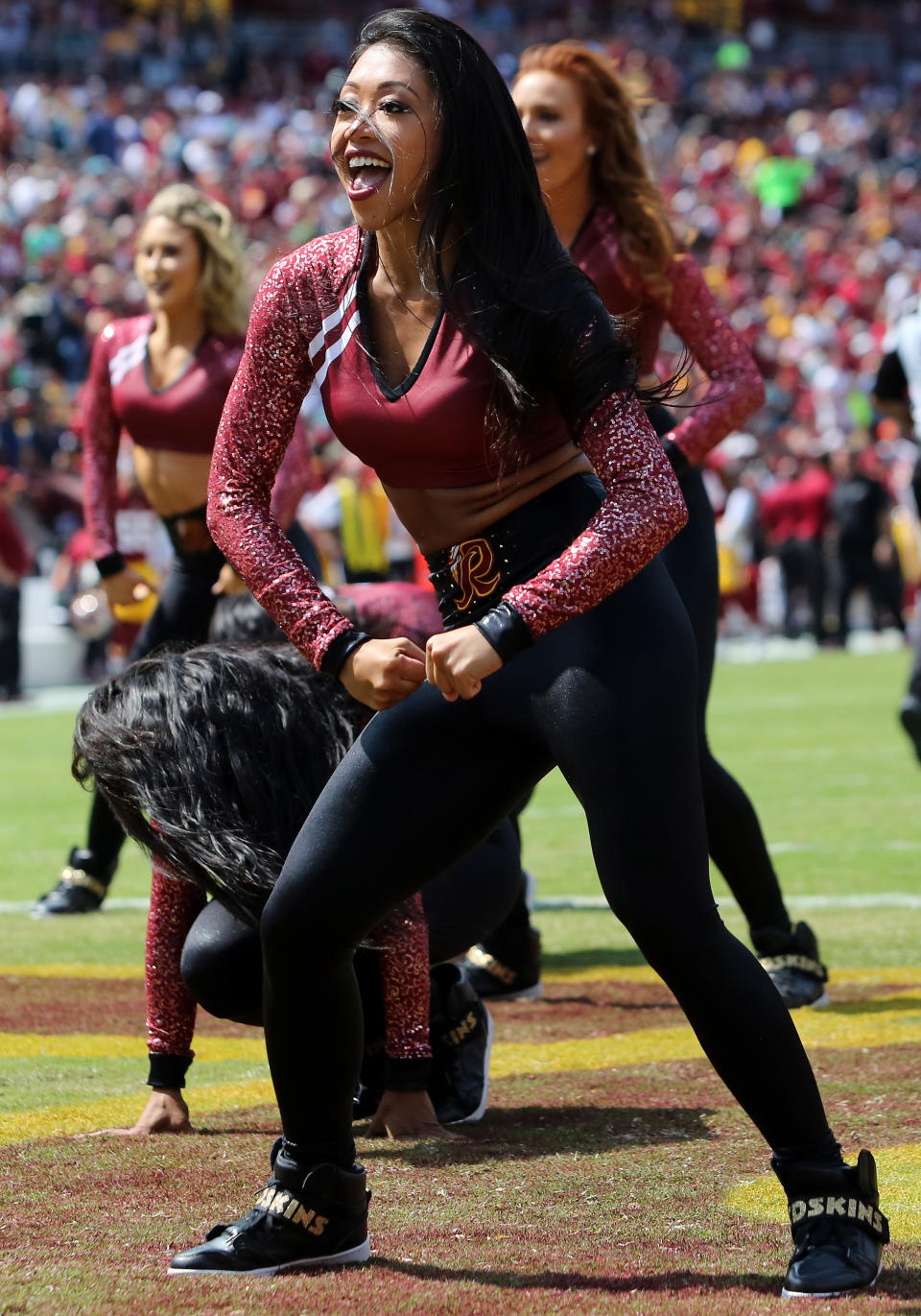 <p>Washington Redskins cheerleaders in action during a match between the Washington Redskins and the Philadelphia Eagles on September 10, 2017, at FedExField in Landover, Maryland. (Photo by Daniel Kucin Jr./Icon Sportswire via Getty Images) </p>