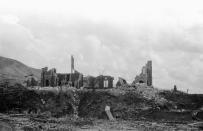 Completely destroyed Urakami Cathedral is seen, 500 meters from the epicenter of Nagasaki atomic bomb, in Aug. 1945 in Japan. (Photo: Eiichi Matsumoto/The Asahi Shimbun via Getty Images)