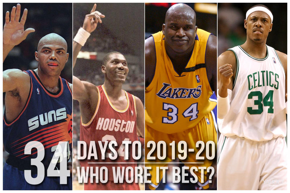 Which NBA player wore No. 34 best?