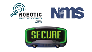 Illustration of 1 RAD ROSA 3.0 security robot in a simulated autonomous response mode. RAD has signed NANA Management Services (NMS) as a new authorized dealer and received an order for 1 ROSA device.