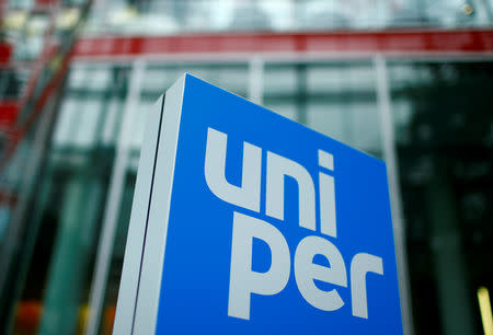 FILE PHOTO: A logo of German energy utility company Uniper SE is pictured in the company's headquarter in Duesseldorf, Germany, March 8, 2018. REUTERS/Thilo Schmuelgen/File Photo