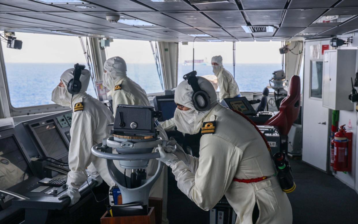 Grant Shapps shared this photo of the crew of HMS Diamond in a social media post on Thursday