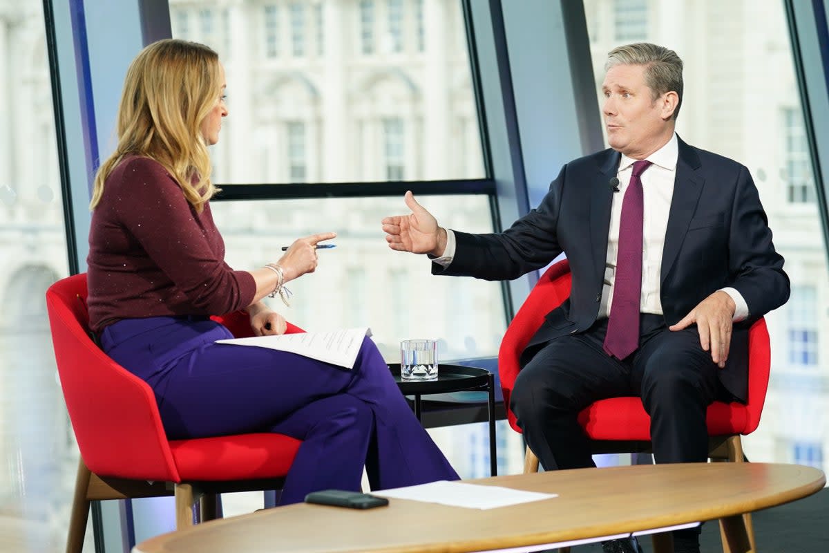 Labour party leader Sir Keir Starmer talks to Laura Kuenssberg (Stefan Rousseau/PA) (PA Wire)