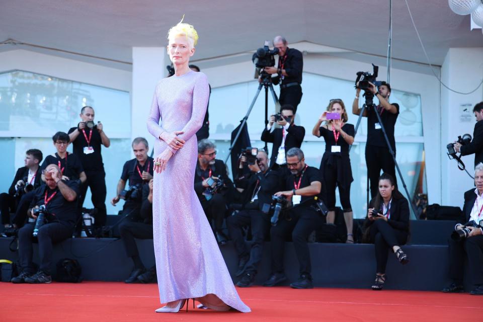 <span class="caption">Tilda Swinton wearing one of Ackermann’s designs at the Venice Film Festival in September.</span><span class="photo-credit">Maria Moratti - Getty Images</span>