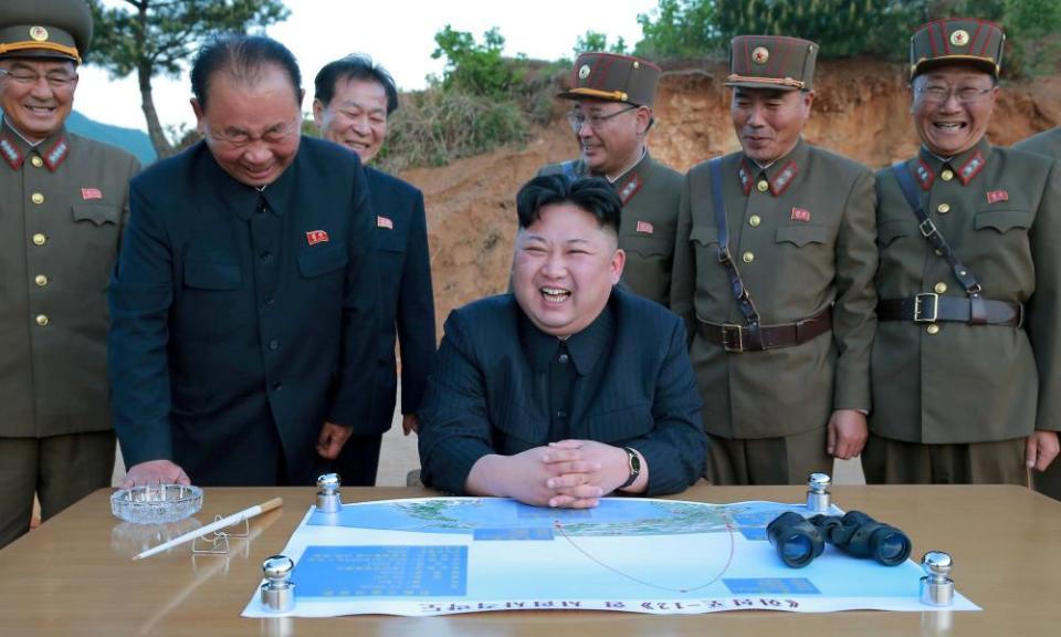 Kim Jong-un at a missile test launch,