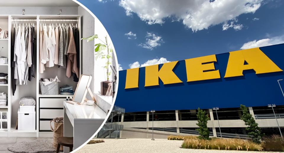 IKEA wardrobe next to an IKEA store