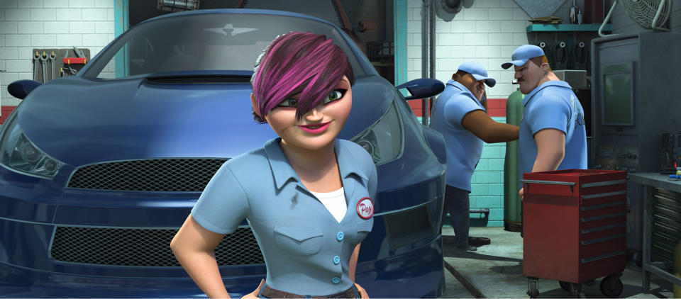 This film publicity image released by DreamWorks Animation shows Paz, voiced by Michelle Rodriguez, in a scene from the animated movie "Turbo." (AP Photo/DreamWorks Animation)