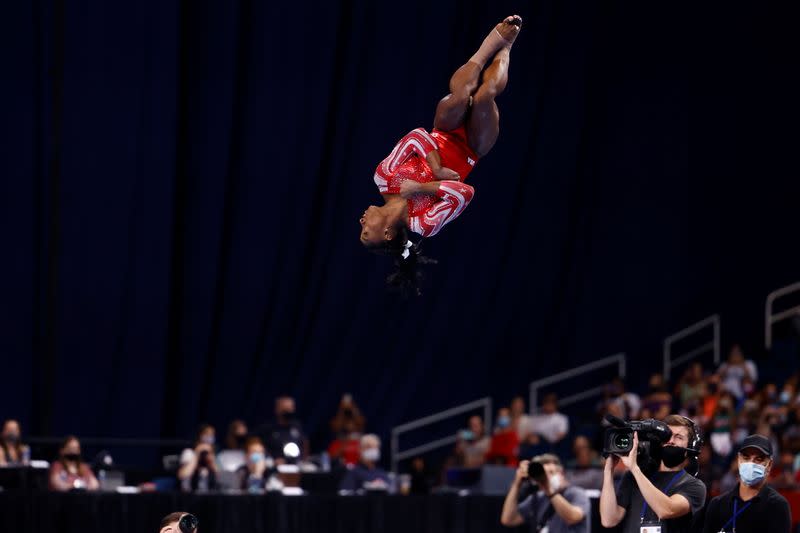 Simone Biles at the U.S. Women's Olympic Gymnastics trials in St Louis