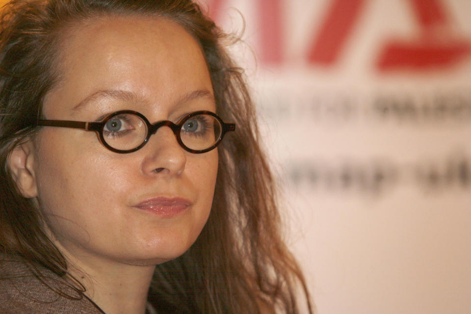 Actress Samantha Morton speaks to the press at a Medical Aid for Palestinians (MAP) benefit evening for Gaza, held at the Grosvenor House Hotel in central London.