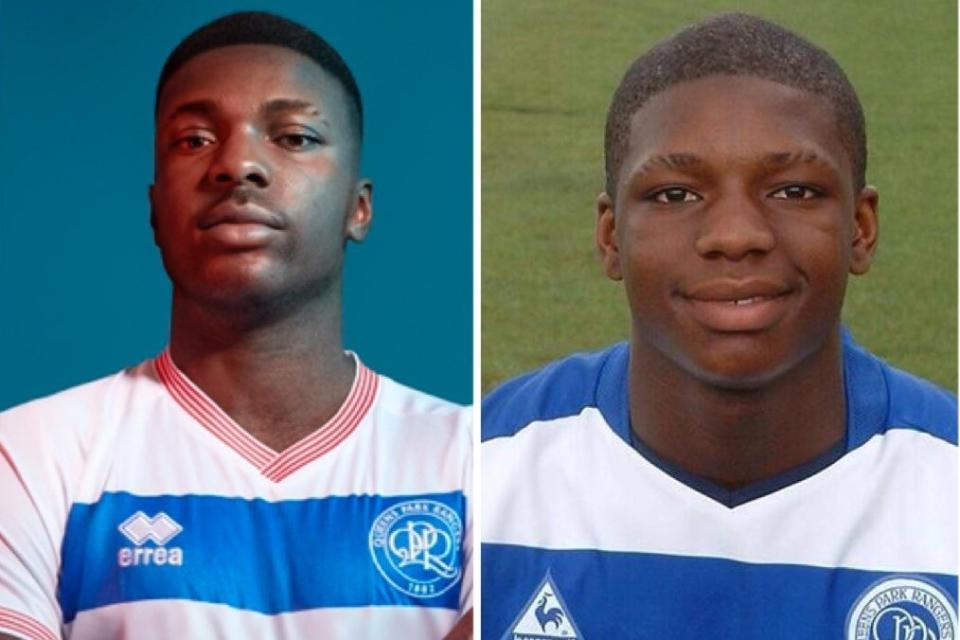 Kiyan Prince imagined as a 30-year-old player, left, and a teenager just before he was murdered in Edgware (EA Sports/ QPR)