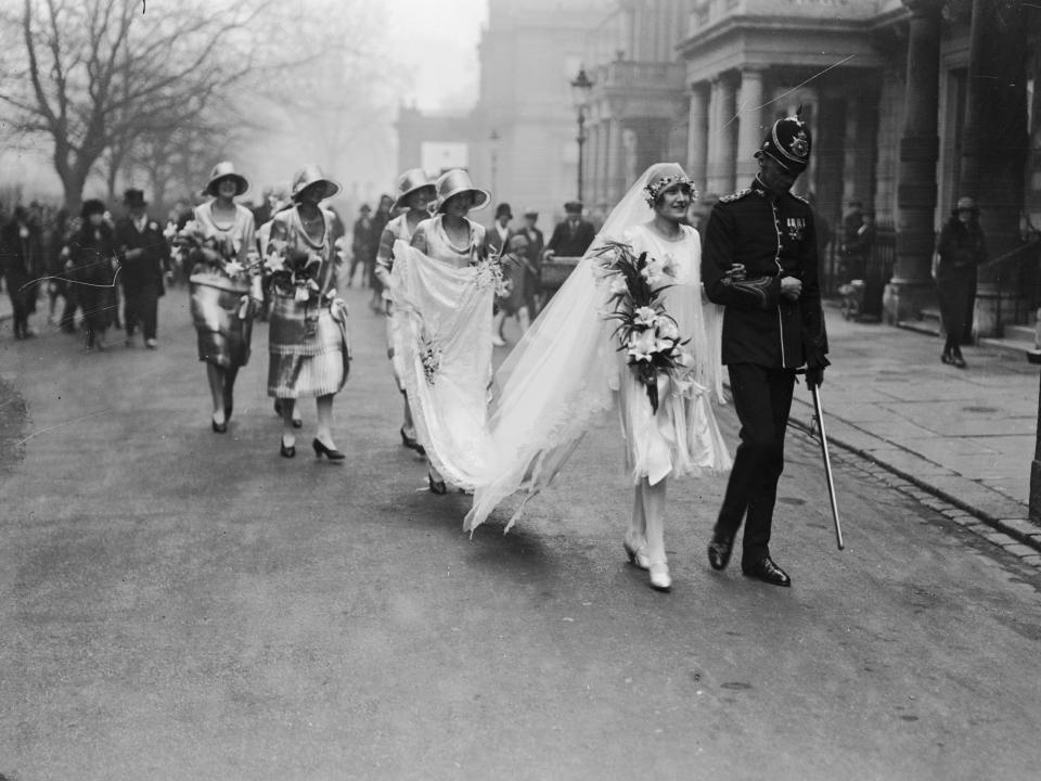 Captain W Howard Green marries Irene Harman in London, 1928.