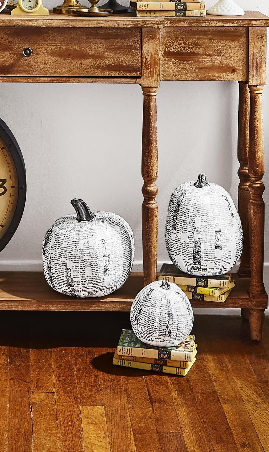 Book page covered pumpkin