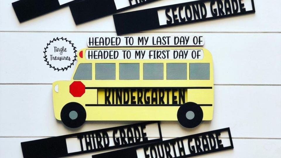They'll be ready to roll into the first day of school with this school bus inspired sign.