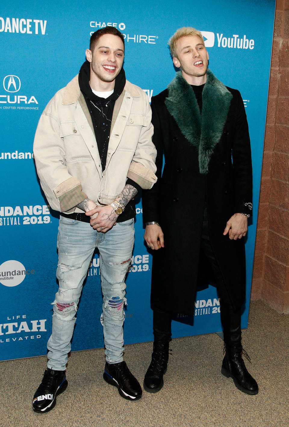 Pete Davidson (L) and Machine Gun Kelly at the “Big Time Adolescence” premiere at the 2019 Sundance Film Festival on Jan. 8, 2019. - Credit: JPA / AFF-USA.COM / MEGA