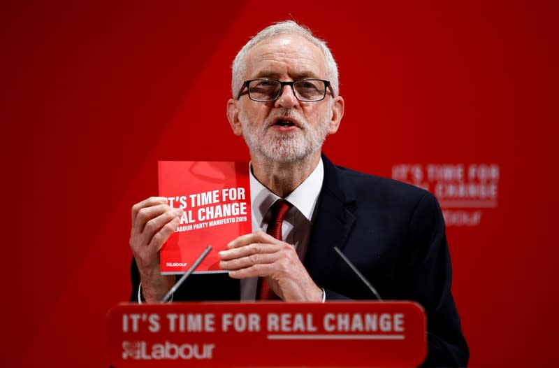 Britain's opposition Labour Party leader Jeremy Corbyn speaks at the Bernie Grant Arts Centre in London