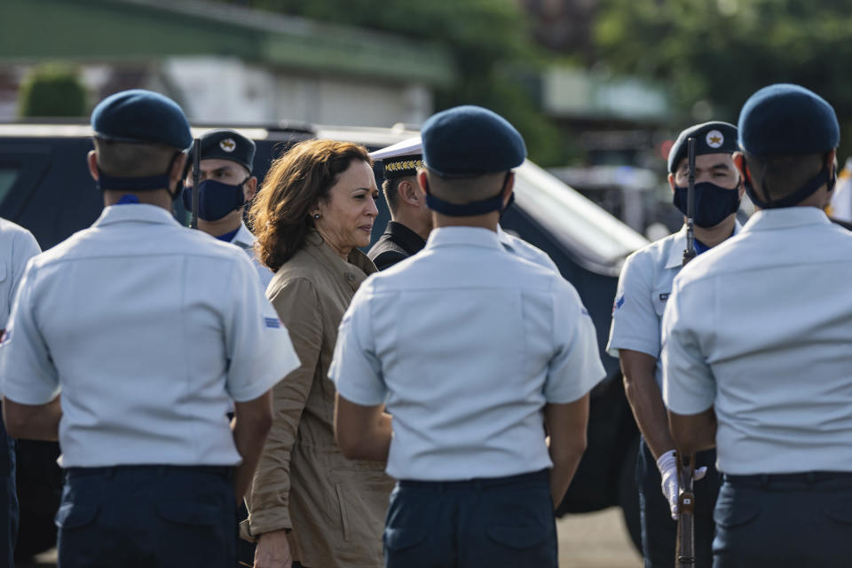 U.S. Vice President Kamala Harris departs Puerto Princesa Port, Philippines, en route to Yokota Air Base in Japan on Tuesday, Nov. 22, 2022. (Haiyun Jiang/The New York Times via AP, Pool)