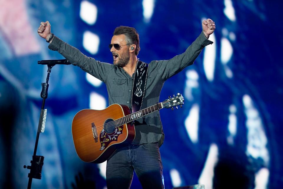 Eric Church performs at the Brewers' American Family Field for his "One Hell of a Night in Milwaukee" show on Saturday, May 28, 2022.