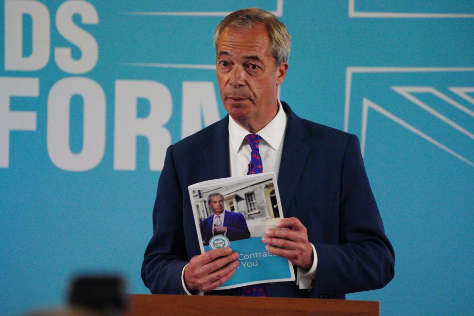 Nigel Farage launches Reform UK’s ‘contract’ with voters (PA Wire)