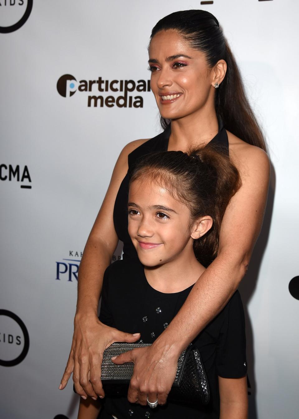 Salma Hayek Pinault and daughter Valentina Paloma Pinault attend the screening of GKIDS' "Kahlil Gibran's the Prophet" at Bing Theatre at LACMA on July 29, 2015 in Los Angeles, California