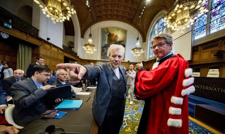 Mohsen Mohebi, representative of Iran, is pictured during the opening of the case between Iran and the United States at the International Court of Justice in the Hague, August 27, 2018 as Iran called for the suspension of US crippling sanctions