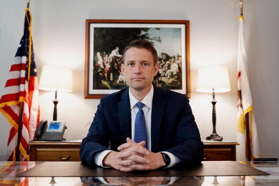 Madison County States Attorney Tom Haine on Friday, July 7, 2023, in his office at the Madison County Administration Building in Edwardsville.