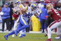 Los Angeles Rams wide receiver Cooper Kupp (10) runs against the San Francisco 49ers during the first half of an NFL football game in Santa Clara, Calif., Monday, Oct. 3, 2022. (AP Photo/Godofredo A. Vásquez)