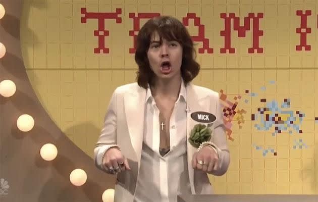 The singer also did his best impersonation of Mick Jagger in a skit! Source: NBC