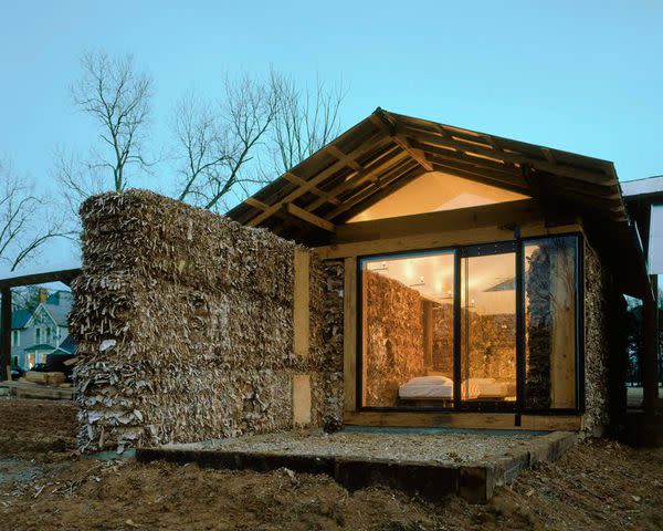 Corrugated cardboard was the primary material used to create this pod on Auburn Rural Studio's campus.