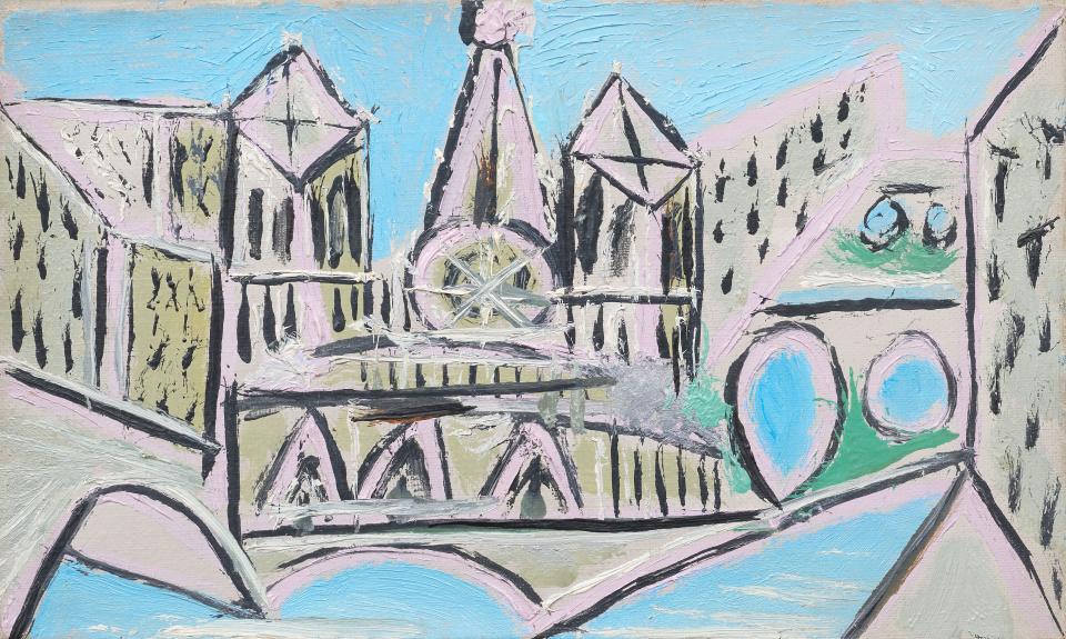 Pablo Picasso's "Vue de Notre Dame," an oil on canvas painting from 1945, will be on display beginning Friday as part of the "Alberto Giacometti & Pablo Picasso, A Modernist Legacy" exhibition at Sotheby's Palm Beach.