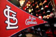 ST LOUIS, MO - OCTOBER 19: A St. Louis Cardinals banner is seen in a gift shop prior to Game One of the MLB World Series against the Texas Rangers at Busch Stadium on October 19, 2011 in St Louis, Missouri. (Photo by Jamie Squire/Getty Images)