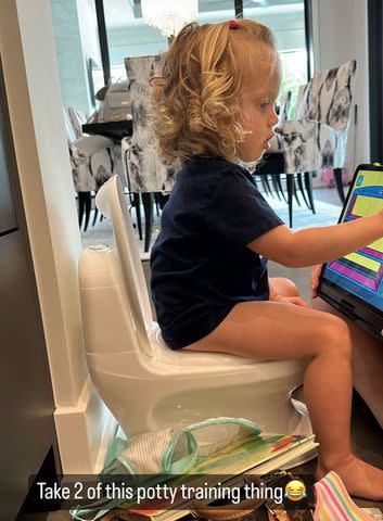 <p>Brittany Mahomes/Instagram</p> Brittany Mahomes working on potty training with Sterling