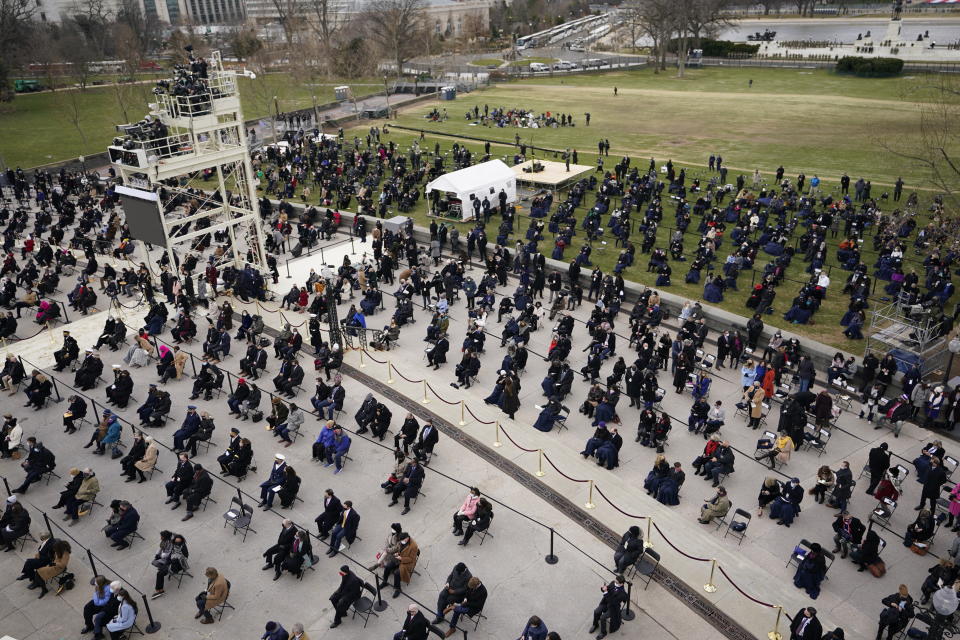 during the 59th Presidential Inauguration at the U.S. Capitol in Washington, Wednesday, Jan. 20, 2021. (AP Photo/Carolyn Kaster)