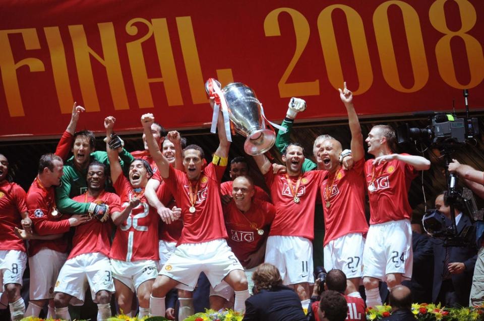 Manchester United celebrate winning the 2008 Champions League (Owen Humphreys/PA) (PA Archive)